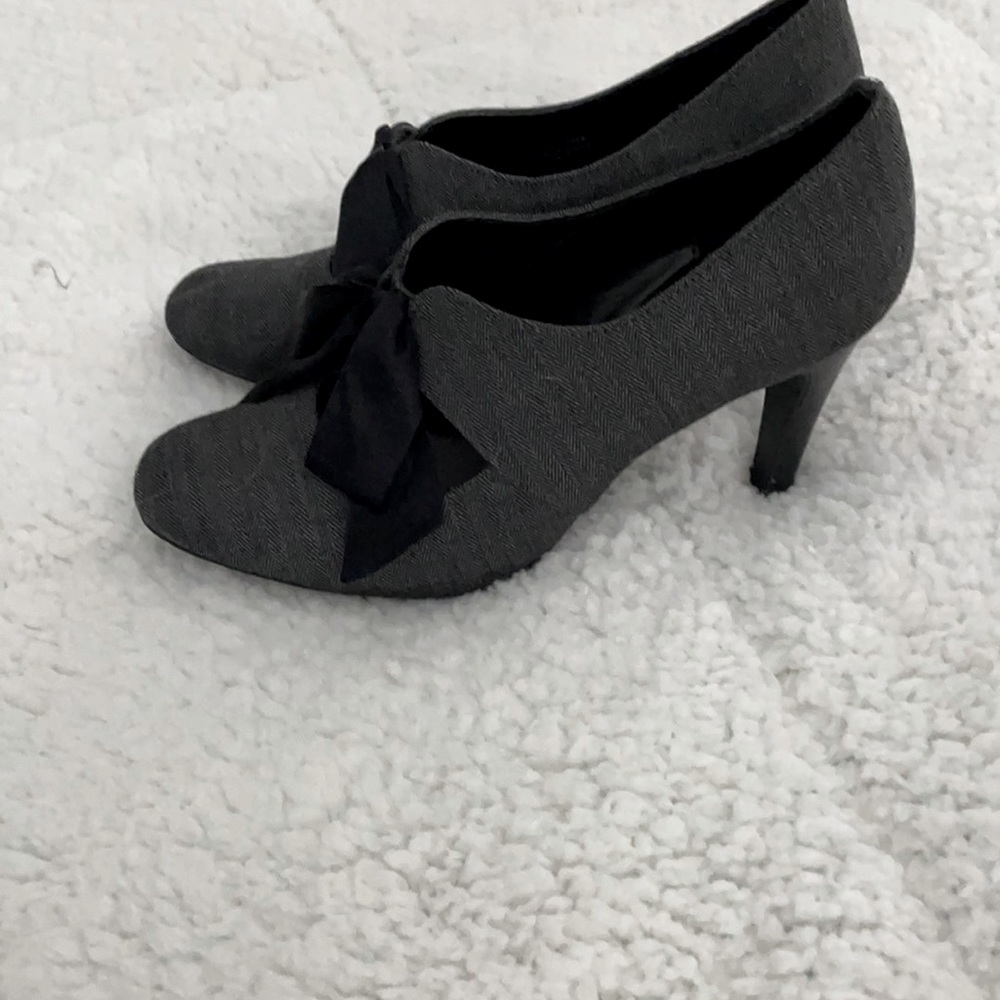 Gray fabric Mary Janes